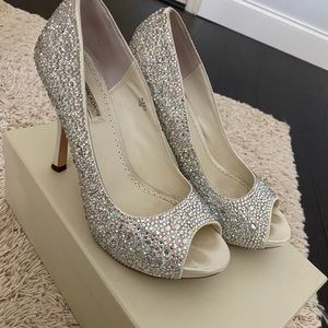 Benjamin Adams Rhinestone Peep Toe Heels